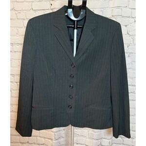 Chaps Womens 16 Pinstripe Blazer Jacket Charcoal Gray 5 Button Professional